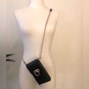 Black and gold embossed croc faux leather cross body phone case / wallet 🖤